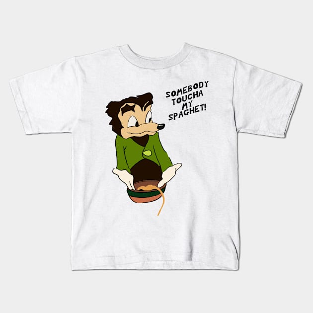 Somebody Toucha My Spaghet! Kids T-Shirt by Barnyardy